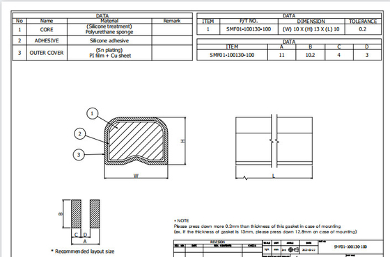 10x13mm EMI Foam Gasket Plating Pelindung Konduktif