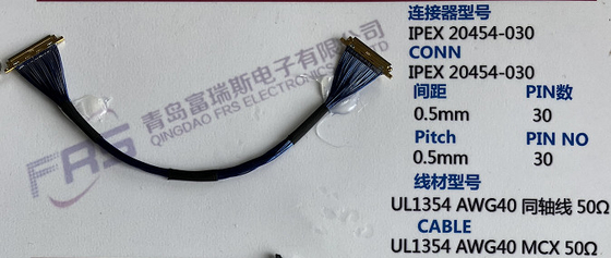 40awg Micro Coax 30 Pin LVDS Connector Rakitan Kabel 250mm