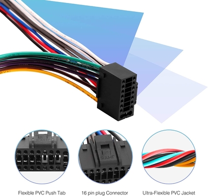 18AWG 4 Speaker 16 Pin Konektor Stereo Mobil Harness Kabel Listrik