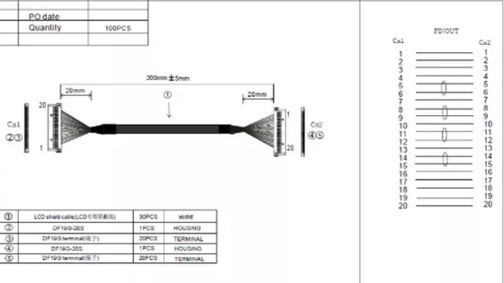 Kabel Koaksial Mikro 50-15000mm, Kabel Koaksial Tipis 32awg Untuk Layar LCD 15,6