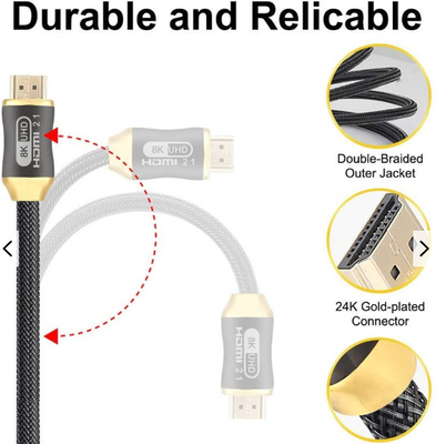 4k 120hz Hdmi 2.1 Kabel Hdmi Kecepatan Ultra Tinggi Kawat 30awg