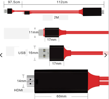 8 Pin 2m HDMI Cable Assembly Kabel Audio 1080p Ke Hdmi Untuk IPhone 13 13Plus