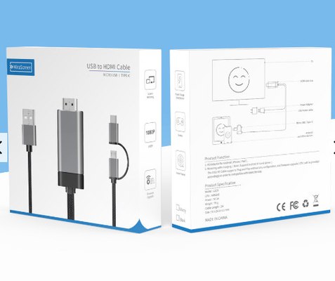 2 In 1 1080p Kabel Mikro Hdmi Aluminium Hdmi Ke Kabel Usb C