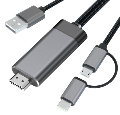 2 In 1 1080p Kabel Mikro Hdmi Aluminium Hdmi Ke Kabel Usb C