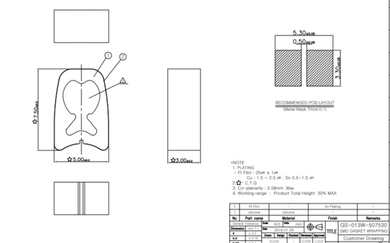 30mm Ring SMD Gasket Bergelombang Datar O Untuk Produksi Listrik